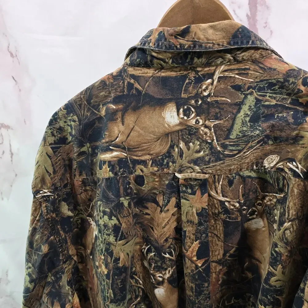 Magellan Shirt Mens XXL Button Up Deer Print Long Sleeve Nature Camo Hunting